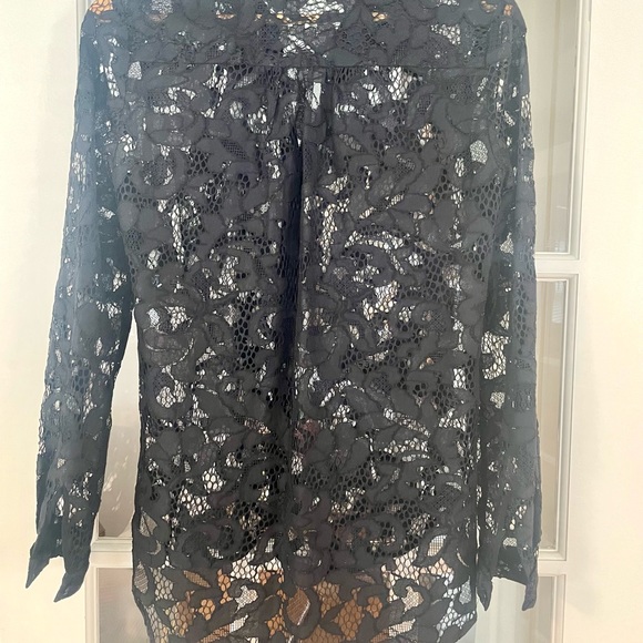 DVF Lace Button down Collared blouse - Picture 3 of 5
